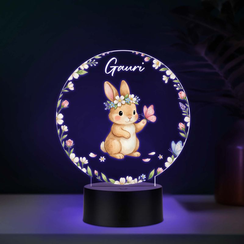 Personalized Bunny UV Print Multicolor 3D LED Night Light – Custom Name